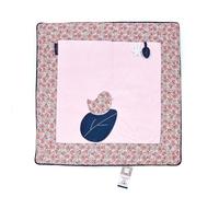DOUDOU ET COMPAGNIE - Tapidou Rose Fleuri BOH'AIME FAON - 100x100cm - Pour Bébé 0-6 Mois - Tapis d'Eveil Confort - Jeu et Motricité - Tapis Rembourré Adapté au Parc - Cadeau De Naissance - DC4034