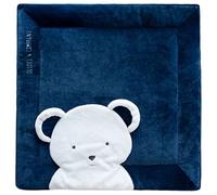 DOUDOU ET COMPAGNIE - Tapis d'Eveil Bébe - Tapis de Jeu Ours Bleu - 100 x 100 cm - Tapis Rembourré Confort Adapté au Parc - Pour Bébé 0-6 Mois - Cadeau de Naissance - Carré - Tapidou - DC3310