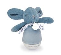 DOUDOU ET COMPAGNIE - Veilleuse Musicale Culbuto Lapin bleu pour Bébé - Peluche Doudou Apaisante avec Mélodie Douce - Lumière Tamisée pour Nuit Sereine - Idée Cadeau Naissance - DC4195