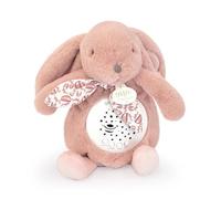 DOUDOU ET COMPAGNIE - Veilleuse Musicale Lapin Rose avec Projection d’Étoiles - Doudou Peluche avec Mélodies et Lumières Apaisantes - Compagnon Nuit Bébé - Idée Cadeau Naissance - DC4200
