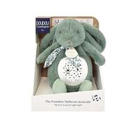 DOUDOU ET COMPAGNIE - Veilleuse Musicale Lapin vert sauge avec Projection d’Étoiles - Doudou Peluche avec Mélodies et Lumières Apaisantes - Compagnon Nuit Bébé - Idée Cadeau Naissance - DC4203