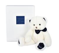 Doudou Histoire d'Ours Ourson avec noeud papillon bleu foncé 30 cm