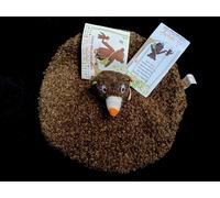 Doudou hochet grelot plat rond Woodours Ours Tizours marron poisson Ebulobo neuf