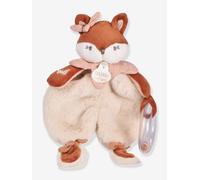 DOUDOU ET COMPAGNIE - Doudou Hochet Mina Renard -18 cm - Peluche Bébé avec Grelot Intégré - Éveil Sensoriel Doux - Idée Cadeau Naissance Mixte Rose et Blanc - Lavable en Machine 30° - DC4687