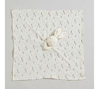 Doudou lange lapin en gaze de coton taupe, écru, anthracite et beige 60x45x4.5cm Blanc