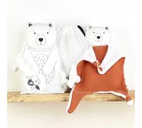 Doudou lange ours brun brique