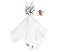 Doudou lapin attache tétine en gaze de coton safari blanc TU