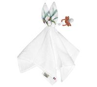 Doudou lapin attache tétine en gaze de coton safari blanc TU