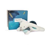 DOUDOU ET COMPAGNIE - Peluche Doudou Lapin Happy Pop - Blanc&Bleu - 25 cm - Collection Happy Doudou - Peluche Toute Douce - Idée Cadeau Naissance Bébé - Boîte Cadeau - Garantie Doudou Perdu - DC3737