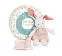 Doudou lapin en coton Bio - DOUDOU ET COMPAGNIE - mouchoir rose - dès la naissance