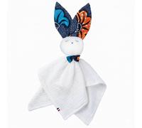 Doudou Lapin En Gaze De Coton Wax Bleu TU