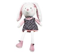 Doudou lapin grand modèle en velours - miss fleur de lune blanc TU