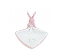 DOUDOU ET COMPAGNIE - Lapin Rose avec Doudou - Peluche Bébé Ultra Douce - Motif Fleuri - Cadeau Naissance Fille - Lavable en Machine - Avec Coffret - DC4360