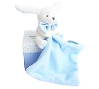 Doudou Lapin Mouchoir Bleu Boite Fleur Bleu TU