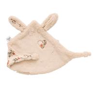 Doudou lapin petit cœur fausse fourrure angora beige et fleurs