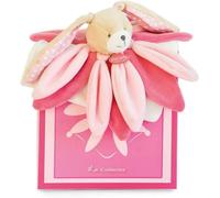 Doudou Lapin Plat-Doudou Format Carré Pétale-28 Cm-Rose-Idée Cadeau De Naissance Bébé Fille-Doudou Collector Avec Boite Cadeau-Garantie Doudou Perdu-Dc2791