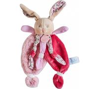 Baby Nat' – Doudou plat Lapin Poupi Rose – imprimé fleurs, grandes oreilles, nouettes