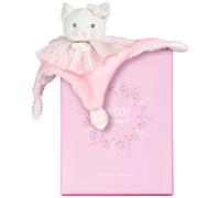 Doudou et Compagnie - Doudou Bébé Plat Chat Les Chouchoux - 20 cm - Petite Peluche Ultra Douce et Légère - Compagnon Sommeil - Idée Cadeau Naissance Bébé Mixte Premier Doudou Blanc - DC4678
