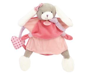 Doudou marionnette chien grand modèle 28 cm polyester TOOPI rose