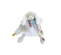 DOUDOU ET COMPAGNIE- Marionnette Doudou Peluche Chien - 28 cm - Gris - Collection Toopi - Idée Cadeau Naissance - Jouet Éducatif Interactif Amusant - Garantie Doudou Perdu - DC3082
