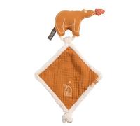 Doudou mouchoir ours en gaze de coton et bouclette - orsino marron TU