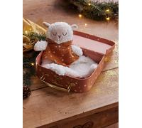 Doudou mouton bi-matière avec mallette beige TU