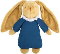 Doudou Musical-Lapin "Nid D'Ange"-Tissus En Coton Bio-Musique Lullaby-25 Cm Haut-Classique Chic-Idéal Cadeau Naissance-Lavable En Machine-Colori Bleu Denim