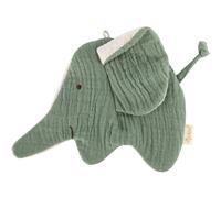 Doudou naissance éléphant bruissant lange de coton vert et Velours S