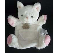 . DOUDOU PELUCHE MARIONNETTE HISTOIRE D'OURS CHAT BLANC ROSE POCHE HO2378 NEUF