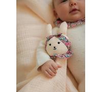 Doudou personnalisable en gaze de coton bio et tissu Liberty ENVIE DE FRAISE rose pâle TU