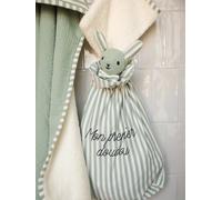 Doudou personnalisable en gaze de coton bio vert sauge TU
