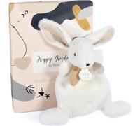 DOUDOU ET COMPAGNIE - Petit Doudou Lapin Plat - Blanc & Beige - 17 cm - Collection Happy Wild - Peluche Toute Douce - Idée Cadeau Naissance pour Bébé - Garantie Doudou Perdu - DC3881