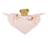 Doudou plat avec hochet ours rose poudré