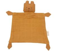 Doudou Plat Carré Ours Paresseux Ocre 34cm Fabelab® Coton Bio GOTS -