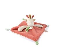 Doudou plat girafe beige et rouge 25 cm - Doudou et Compagnie