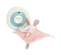 Doudou plat en coton Bio Lapin rose - Doudou et Compagnie - 0 mois - Naissance - Mixte - Rose pastel