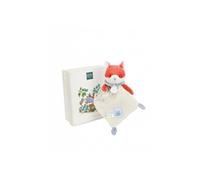 Doudou plat hochet billes - Renard Romarin - 21 cm Rose