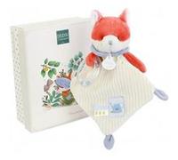 Doudou plat hochet billes - Renard Romarin - 21 cm Rose G