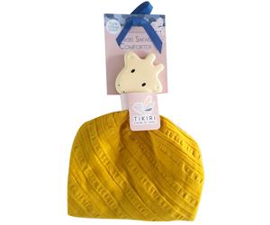 Doudou Plat Lange Teether de dentition Girafe Coton bio & Caoutchouc