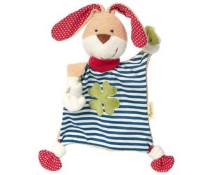 Doudou Plat Lapin grandes oreilles & nœuds Marinière Green 38cm en C