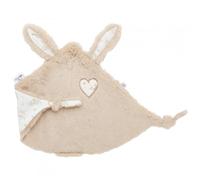 Doudou plat lapin petit cœur Beige et coton