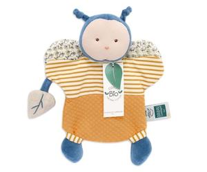 Doudou Plat Marionnette Pollen l'abeille 25cm coton bio Doudou et