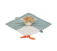 Nattou Doudou plat Mila la Vache coton & velours – dès la naissance – 27×27 cm – Bleu ciel