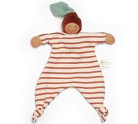 Doudou Plat Nanchen® Lutin Waldorf métisse Marinière châtaigne coton