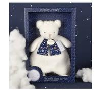 Doudou plat ours clair de lune - Blanc