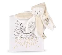 Doudou plat pétales ours 25 cm blanc TU