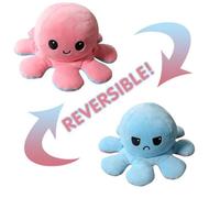 DOUDOU Poupée Mignonne Poulpe Double Face Flip Octopus en Peluche Poupée d'animaux Réversible Cadeaux pour Enfants Rose+Bleu Clair