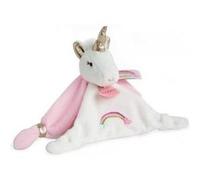 Doudou tout doux licorne happy 20 cm rose blanche or - lavable a 30° - cadeau naissance - peluche bebe fille