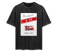 DOUDOUMAO Pitts Special S-1S Biplane Oversized Blank TS Mens Short Sleeve TS T-Shirt Black M