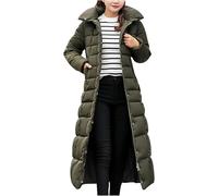 Doudoune à Capuche d'hiver pour Femmes Mode Longue Doudoune Chaude Coupe-Vent Tendance décontractée Mince col de Cheveux détachable Bouton Veste d'extérieur (Army Green,XL)